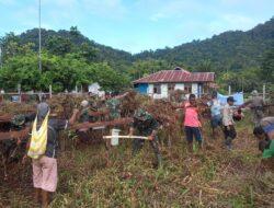 Cegah Krisis Pangan di Perbatasan, Satgas Pamtas Yonif 126/KC Bantu Masyarakat membuka Lahan Pertanian