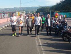 Sambut HUT Bhayangkara ke 76, Polres Bantaeng Kerjasama Kodim 1410/Btg Gelar Gerak Jalan Santai