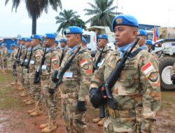 Ratusan Prajurit Satgas Kizi Gelar Upacara HUT TNI di Kongo