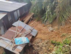 Tanah Longsor di Sultan Agung, Rumah Warga Nyaris Tertimpa.