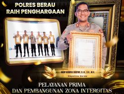 Polres Berau Raih Penghargaan Pelayanan Prima dari Kapolri